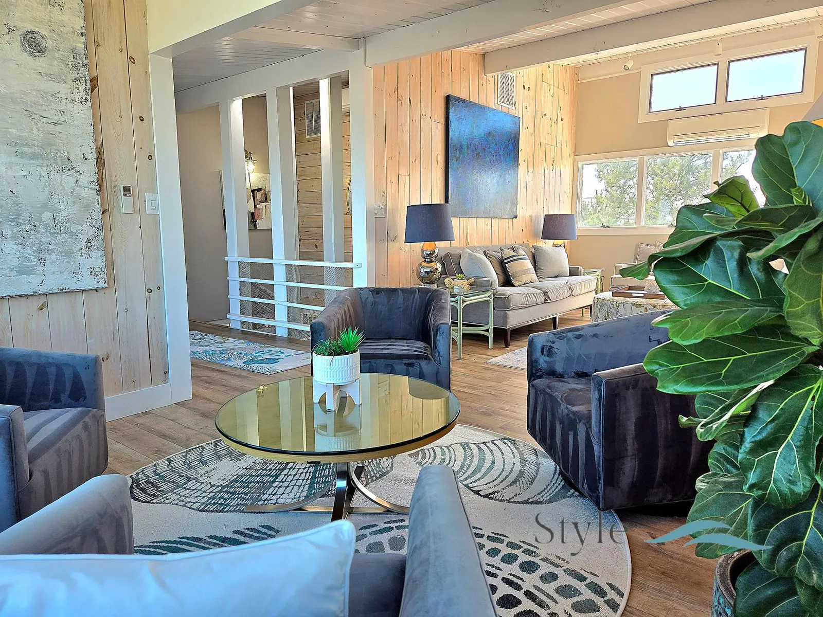 Living room at Serenity, Harvey Cedars